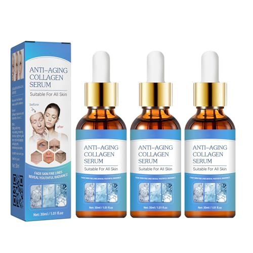 3 Pcs Stock Solution Facial Serum， Anti-aging Collagen Face Serum，Facial Skin Nourishing Hydrating Moisturizing Skin Care Essence，Tighten Skin，Reduces Wrinkles and Fine Lines，1.01 FL OZ Each
