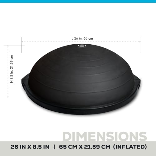 Image of Bosu Balance Ball Exercise Trainer, Home Gym Equipment w /Guided Workouts & Pump, 26 inch Inflatable Fitness Platform for Strength Training, Standing, Balancing, and Core Workout