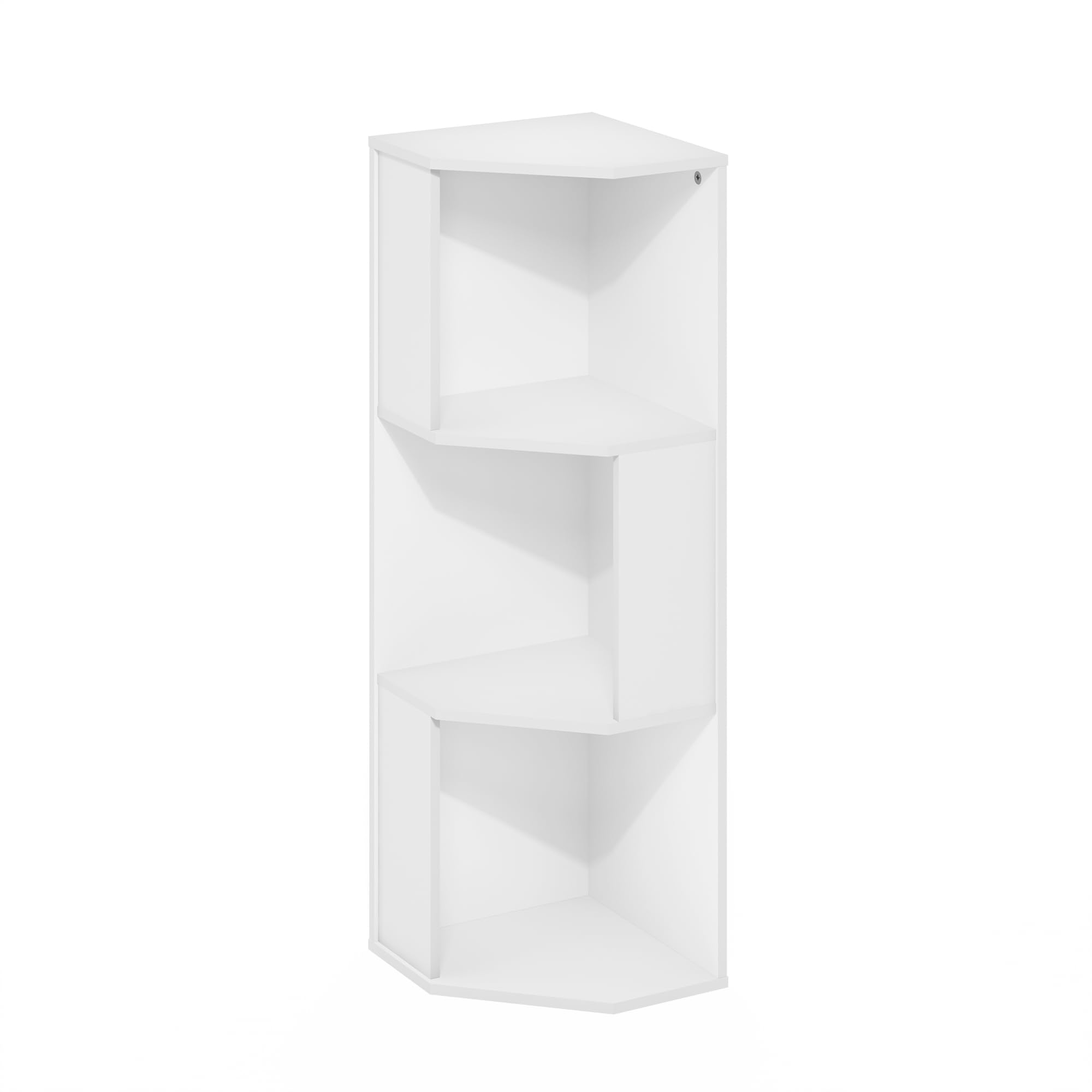 Furinno ECON Mensola Angolare, Libreria Angolare A 3 Ripiani, Scaffale Portaoggetti, Scaffale Espositivo, Libreria, Per Organizzazione E Contenimento In Soggiorno, Ufficio Domestico, Bianco