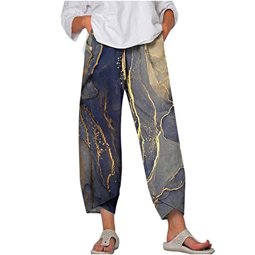 Pockets Trousers For Women Floral Polka Dots Marble Print Pants Long Wide Leg Baggy Sweatpants Comfort Journey Trouser Ff1-Gray Small #TOP21