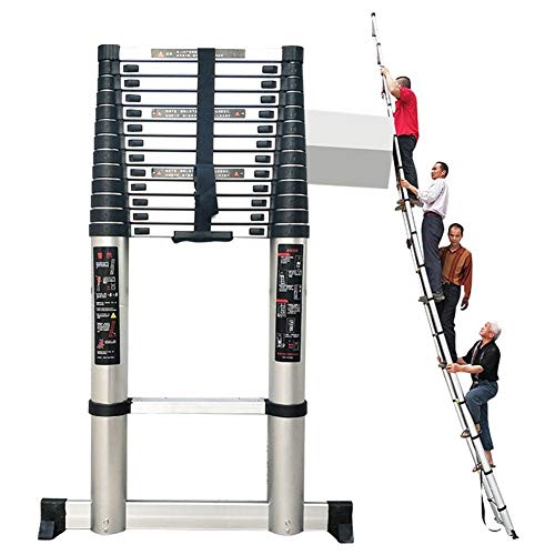 Preisvergleich Produktbild BOCbco Teleskopleiter Mit Stabilisatorstange, Aluminium-Teleskop-Auszugsleiter, Mehrzweckleiter Für Den Täglichen Haushalt Oder Hobbys, Belastung 330 Lbs / 5M / 16.4Ft