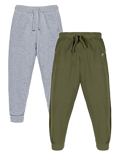 Image of KiddoPanti 100% Cotton Track Pants for Boys & Girls | Soft Single Jersey Fabric | Elastic Waist with Drawcord | Full Length with Rib Hem & Pockets | Joggers and Lowers for Kids