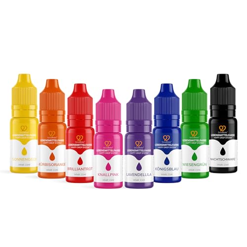 GoodBake Lebensmittelfarbe flüssig Set (8 x 11 ml) - farbintensiv, geschmacksneutral, vegan & zuckerfrei - Food Coloring für Tortendeko, Kuchenteig, Fondant, Kekse, Getränke, DIY