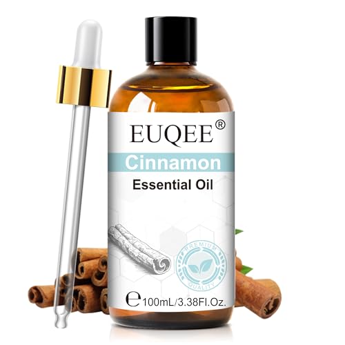 EUQEE 100ml Cinnamon Essential Oil Pure Cinnamon Essential Oil for Diffuser Massage DIY Soap Candle Making Skin & Hair Care - 3.38 Fl Oz