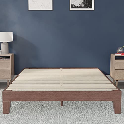 Flash Furniture Evelyn Wooden Platform Bed - Walnut Finish - Queen - Wooden Slat Support - No Box Spring Required - Easy Assembly #TOP4
