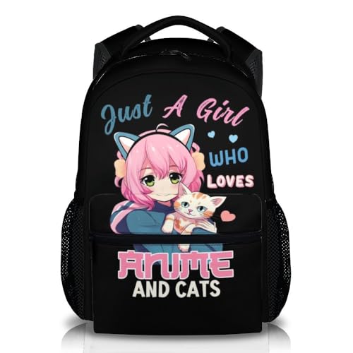 Kids School Backpack for Girls, 17 Inches Black Backpacks for School, Cute Pattern Large Capacity School Bag for Elementary