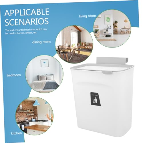 Papelera de pared para basura para cocina y hogar blanca miniatura 4