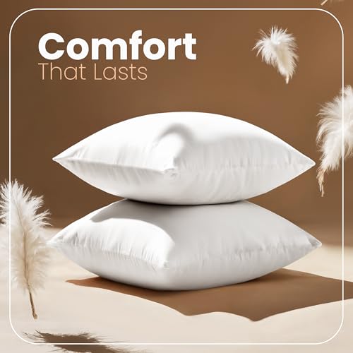 Image of Utopia Bedding Throw Pillows Insert (Pack of 2, White) - 22 x 22 Inches Bed and Couch Pillows - Indoor Decorative Pillows