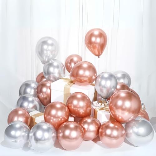 Image of Niku Pack of 50 Multicolor Metallic Balloons with ribbon | Birthday Anniversary Party Decoration Item
