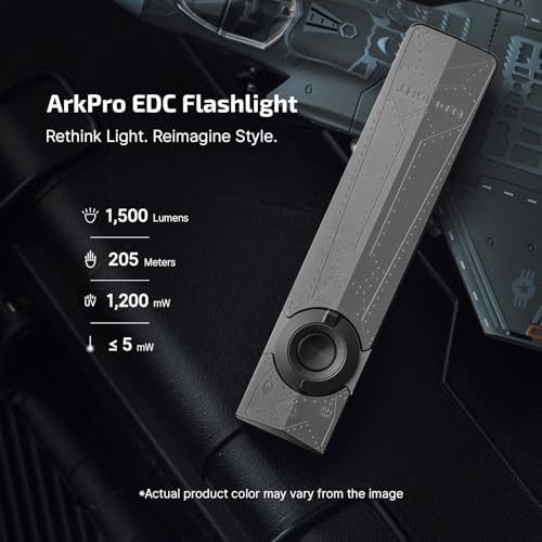 Image of OLIGHT ArkPro EDC Flat Flashlight Rechargeable with Green Beam, UV and White LED,1500 Lumens USB-C Pocket Camping Flashlight, Spotlight Floodlight for Outdoor Emergency Working (Phantom Squadron CW)