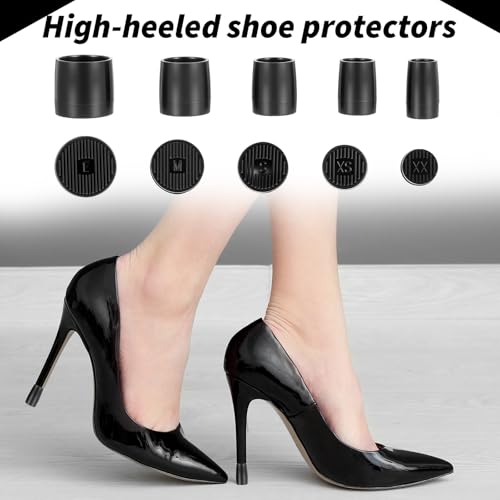 guduling 20 Pairs Stiletto Heel Caps,Black Heel Caps,5 Size Heels Cap for High Heels,Heeles Protector Tip Covers for Outdoor Weddings Events (Black) - Image 5