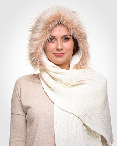 Futrzane Classic Hooded Scarf - Faux Fur Hooded Scarves for Women - Cowl & Hat2