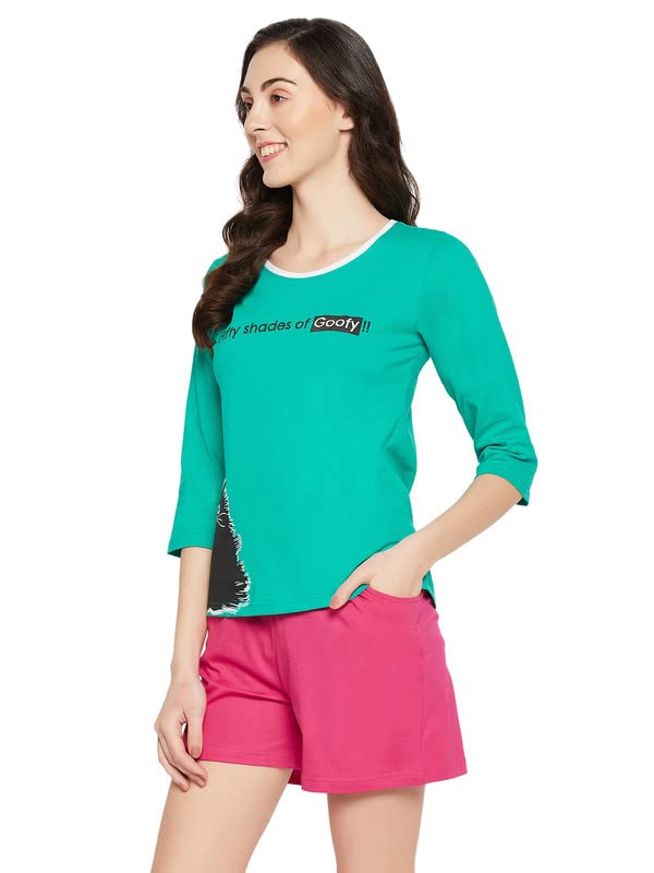 Image of Clovia Women's Cotton Print Top and Shorts Set