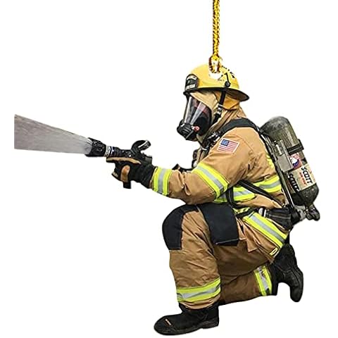 Yatoiasu Firefighter Christmas Tree Ornaments | Acrylic Ornaments Fireman Decorative Pendants - Single Sides 2D Fireman Figurines Party Favors Indoor Home Decorations Cover