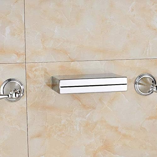 XANAYXWJ Chromowana, łazienkowa bateria ścienna do kuchni i wanny - Bateria z dwoma uchwytami i zaworem ceramicznym Trzy otwory Stylowy i