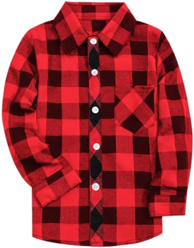 SANGTREE Boys and Mens Flannel Plaid Long Sleeve Shirt Casual But...