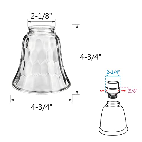 Image of Aspen Creative 23041-2 Transitional Clear & Hammered Ceiling Fan Replacement Glass Shade, 2-1 /8 inch Fitter, 4-3 /4 inch Diameter x 4-3 /4 inch Height, 2 Pack