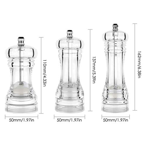 Moedor de sal e pimenta em acrílico, moedor manual de pimenteira, ferramenta de moagem transparente,