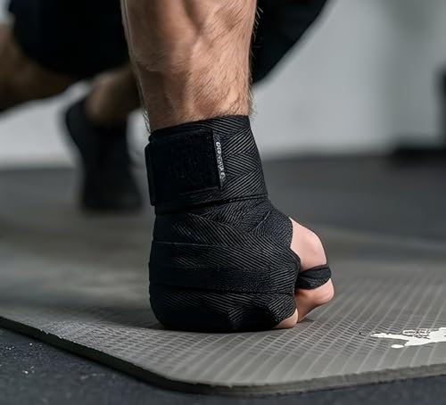 Image of Blue Gym Hand Wrap Gloves for Workout and Weight Lifting, 5 Feet Long, 2 Inches Wide, 1 Pair (Black)