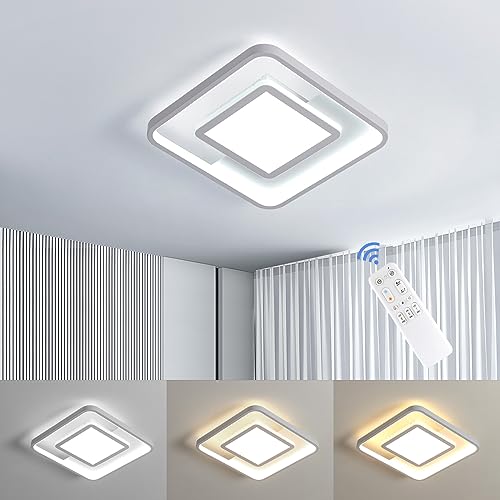 OTREN Plafon LED Techo, 30CM Lampara de Techo Regulable con Mando Distancia, 30W Luz Led Moderna para Salon Dormitorio Cocina Comedor Pasillo, 3000K-6500K, 3000LM