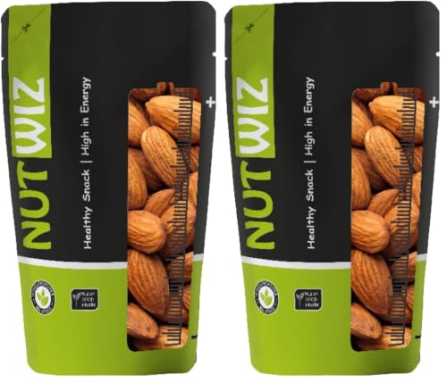 Image of Nutwiz Almonds 200 Grams - Big Size Badam Dry fruit |Rich in Vitamins and Build Immunity | Nutritious and Dietary Fibre Almond with Crunchy Texture | Badam Nuts for Snacking, Baking, Smoothies & Meal also for Healthy Lifestyle