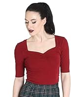 Hell Bunny Shirt 50S Rockabilly Top Philippa Red Burgundy 3 4 Sleeves M 12 Product Type: Shirt Brand: Hell Bunny Color: Burgundy Size: Medium