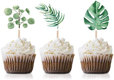 Greenery Cupcake Topper Picks, 24-Pack Baby Shower Birthday Bridal Shower Or Wedding Party Decorations