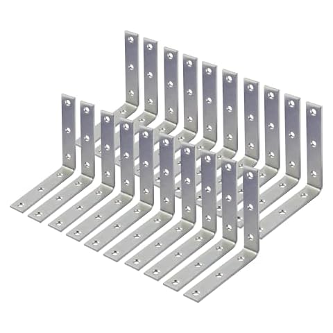 Wideskall 4" inch Heavy Duty Corner Brace Angle Repair Bracket w/ Screws (Pack of 20) Cover
