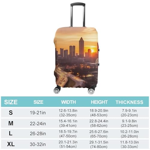 Atlanta City Sunset Landscape Luggage Cover, Washable Elastic Suitcase Cover Protector Fit 18-32 Inch Luggage2