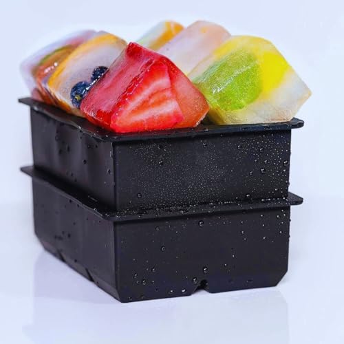 Forma de Gelo Silicone Cubo Grande 6 Cubos Bar Drinks Whisky Vodca Coquetel Bebidas Frutas (Preto)