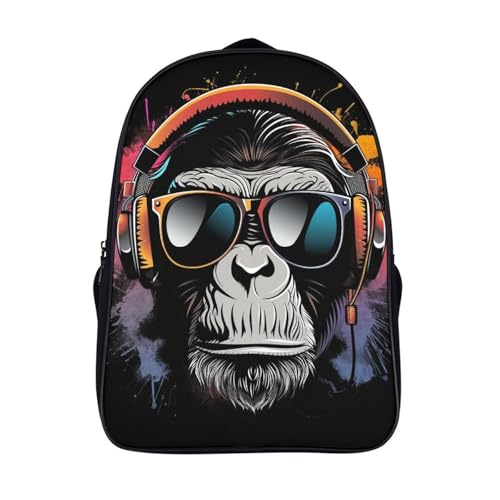 Mochila infantil evita dolor de espalda con correa pectoral y relieve de gorila