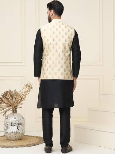 Image of SOJANYA (Since 1958 Men's Silk Blend Kurta Pyjama With Nehrujacket Set
