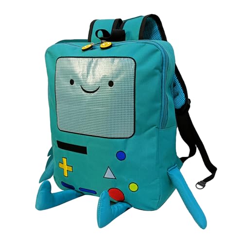 IBSLBMO Cute Cartoon Backpack Casual Travel Green Anime Bag Finn Jake Adventure Trip Breathable Portable Lightweight Backpack
