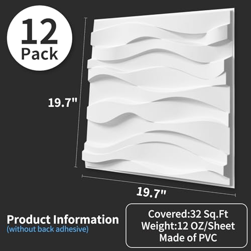 Image of Art3d Decorative 3D Wall Panel, 32 Sq.FT PVC Interior Wall Decor for Living Room, Bedroom, Lobby, Office, Shopping Mall, White