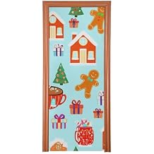 Christmas Element Milk Silk Door Cover Reusable Door Cover for Door Home Decoration Wrinkle-Free Door Cover for Christmas, Halloween, Daily, Small Size 32x79 Inch