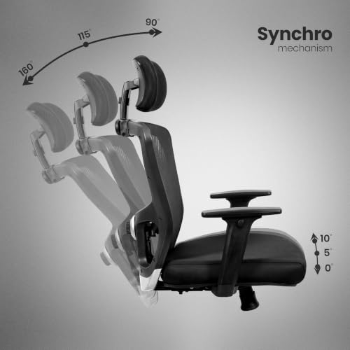 Image of Make My Chairs Jazen Plus 2026 | Ergonomic Mesh Office Chair for Work| 5 Years Warranty |Synchro Tilt Recline Mechanism | Adjustable Armrest | 2D Adjustable Lumbar | High Back