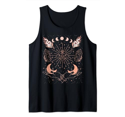Witch Aesthetic Moon Phases, Cosmic Stars, Crystals & Snakes Tank Top