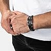 SERASAR Mens Leather Bracelet 17cm Silver Presents Mens GiftBox Cowhide Braided Magnetic Clasp MultiLayer Wrap Mans Male Bracelets Band Jewelry Magnet Accessories #3