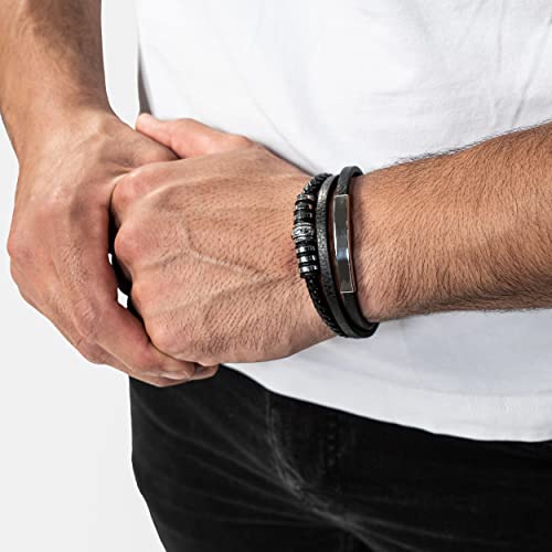 Image of SERASAR Premium Leather Bracelet Men | Stainless Steel Magnetic Clasp | Three Colors | Jewelry Box Included