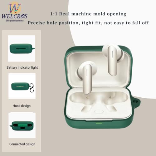 Image of WELCROS Soft Silicone Case Cover Compatible for Realme Buds Air 7 | 7 Pro (Green, with Keychain)