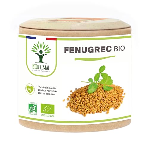 Fenugrec Bio - Appétit et Prise de Poids - Régule le Taux de Glucose - Favorise la Lactation - Sans Additifs - 310mg de Poudre de graine - Fabriqué en France - Certifié Ecocert - 60 Gélules