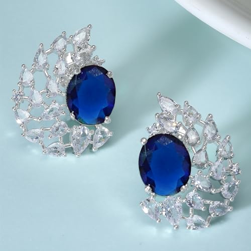 Image of Karatcart Women Green American Diamond Stud Earrings