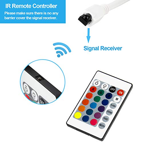 Supernight Rgb Led Strip Light Remote Controller, 24 Key Ir Remote Dimmer For 12V 5050 3528 Rgb Led Rope Lights (1 Port #TOP2
