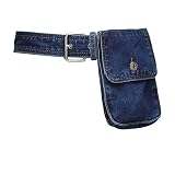 Aecibzo Pochete feminina jeans com bolsa de cinto removível, Azul claro, Fit waist 26.3'-35.4'