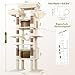 Globlazer Kratzbaum Beige Große XXL 213 cm Hoch mit 2 Große Katzenhaus 50*30*30CM, 2 Gepolsterte Plattforms, Hängematte, Weich Korb, Luxus Katzenbaum Stabil für Katzen Ausruhen Spielen (F83B, Beige)