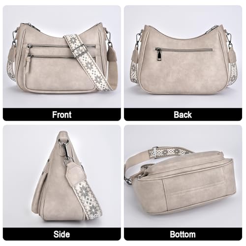 Image of Crossbody Purses for Women Trendy Leather Crossbody Bag,Multi Pocket Shoulder Handbag Lightweight Travel Purse