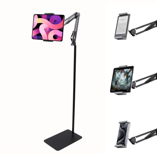 Image of Overhead Video Mobile Stand, New Extra Long Arm, 1 /4 inch Head 2 Way Base clamp, and Bracket for Mobile Phone, for, Overhead Video, Desktop,Bedroom, Office, Black (Overhead Stand for Reading)