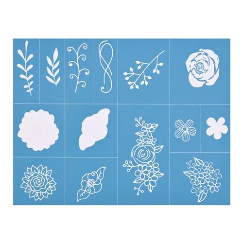 MANGOUSONG Screen Printing Kit,28x22cm Flower Silk Screen Stencils Reusable Silkscreen Print Kit for Printing Handbag Decoration Template ?Seal Tool