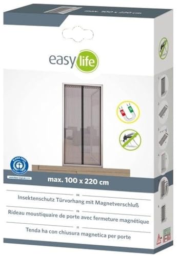 NiNeKa easy life Fliegengitter Lamellen für Türen aus Polyester mit Anschlussleiste - mit Klebeband und eingenähten Gewichten - Größe: 100 x 220 cm, Anthrazit