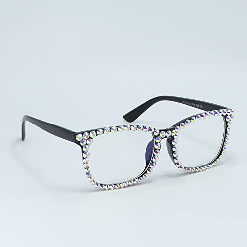 Image of Square Rhinestone Reading Glasses For Women Blue Light Blocking Computer Readers Glasses